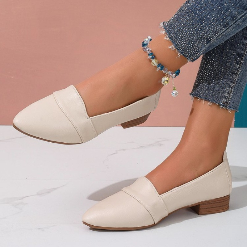 Casual Sandal Leather - Kadınlar İçin Düz Renk, Sivri Burun,