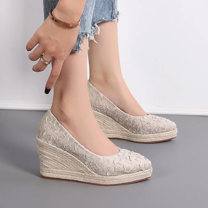 Espadrille Slip On - 8cm Boyut 34-42 Nefes Alabilen Rahat